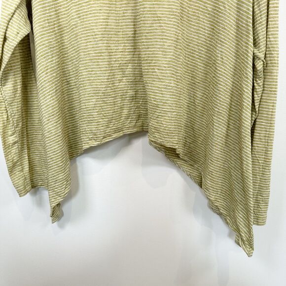 Comfy USA Top Womens Large Yellow Butter Striped Long-Sleeve Lagenlook Crinkle - Picture 5 of 10